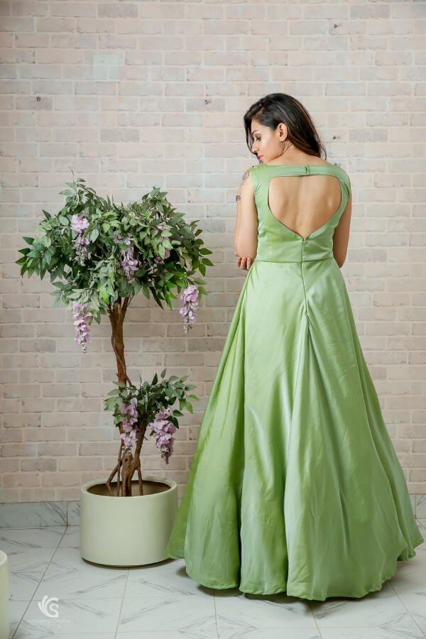 Buy Womens Latest Designer Pista Green Color Long Anarkali Party Wear Gown  (FZ_6302_PISTA GREEN) online | Looksgud.in