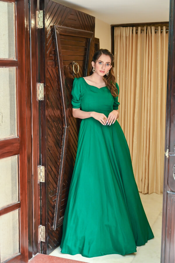 Washable Ladies Green Gown at Best Price in Ludhiana  Style Secret