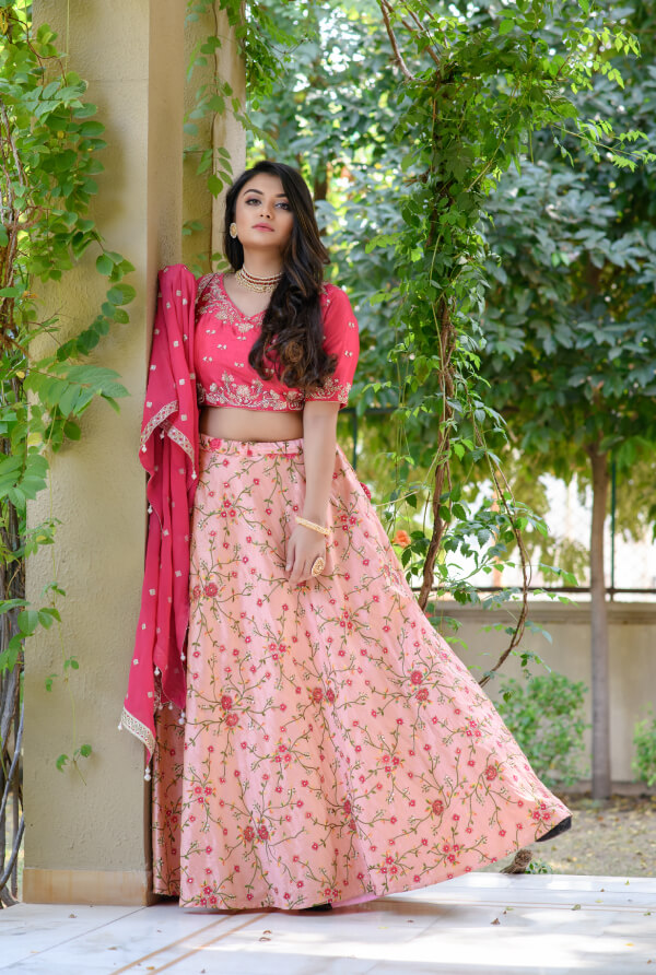 Heavy Peach Bridal Lehenga Set Full Hand Embroidery Net SYD0256 –  ShreeFashionWear