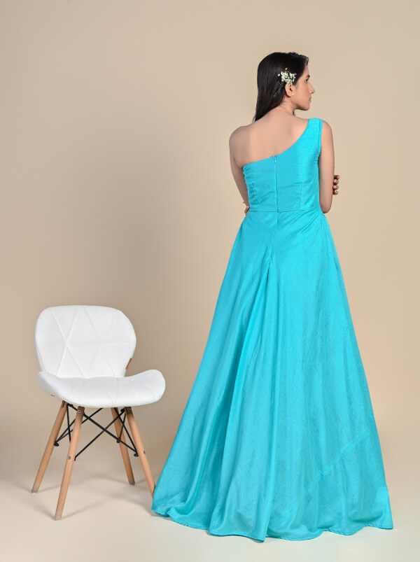 Amazon.com: QQcute Aqua One Shoulder Prom Dresses Long Sleeves Lace  Applique Formal Ball Gown with Slit A Line Evening Gowns for Women(One  Size) : Clothing, Shoes & Jewelry
