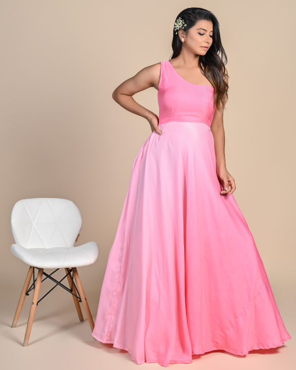 Designer Peach Color Heavy Sana Silk Gown – Kaleendi