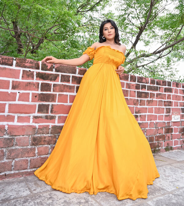 Buy Mustard Yellow Dresses & Gowns for Women by CHHABRA 555 Online |  Ajio.com