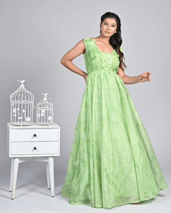 Buy Vritikamesmer Impressive Light Green & Firozi Colour Full Length Gown  at Amazon.in