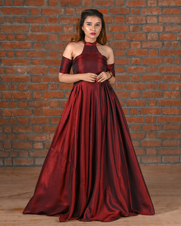 Burgundy Flared gown- WHAT TO WEAR TO A SANGEET