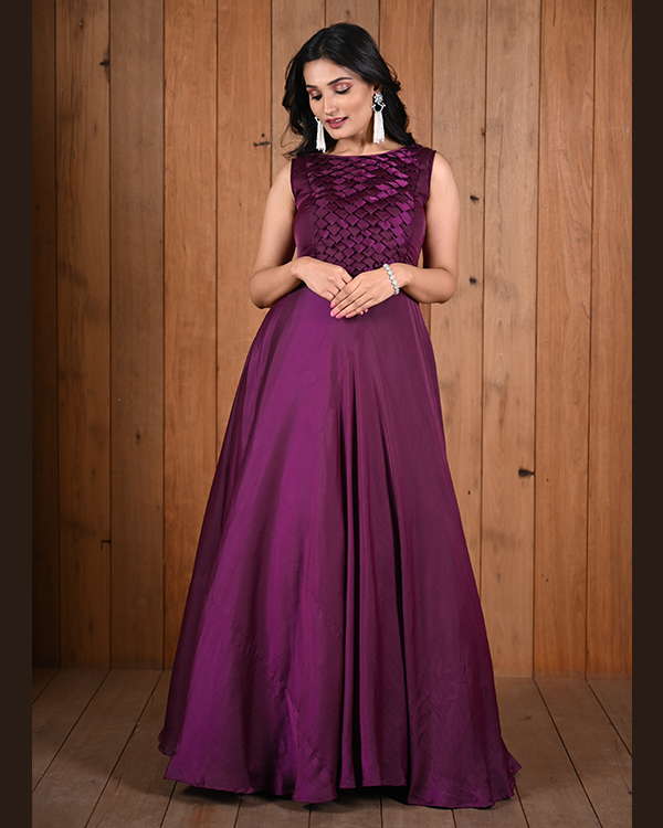 royal purple purple colour gown design