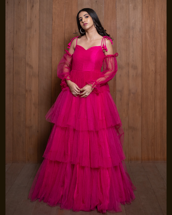 Light pink Georgette Gown Dress - GW0117