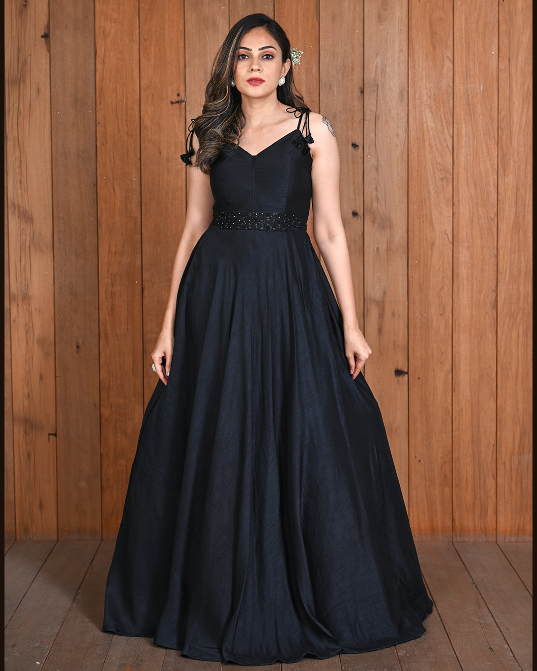 Ashley Lauren 11615 Long Prom Dress A-Line Scuba Gown Beaded Belt Puff –  Glass Slipper Formals