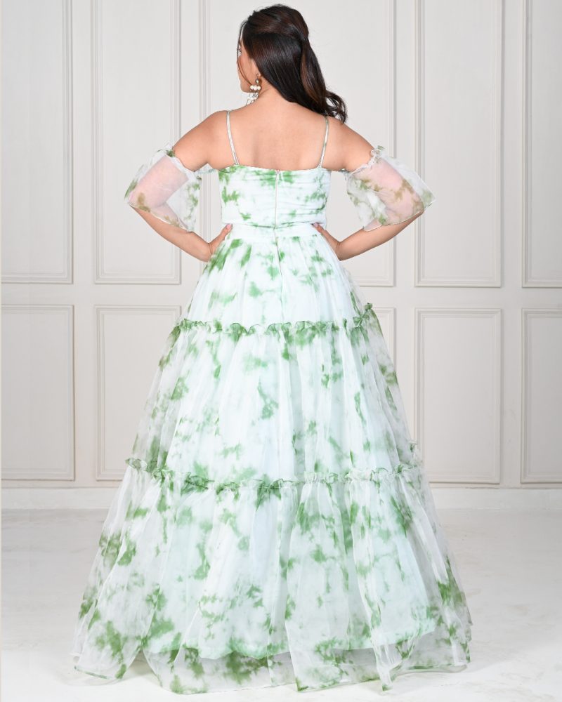 Aqua green Indo Western bridal gown – Panache Haute Couture
