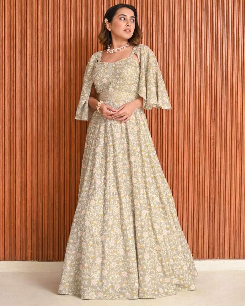 Georgette Embroidered Fancy Designer Long Anarkali Gown, Full Sleeve at Rs  369 in Surat