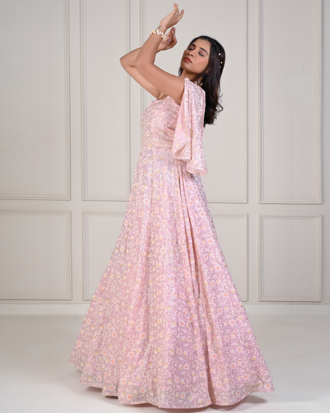 Light Pink Color Wedding Wear Designer Gown :: ANOKHI FASHION